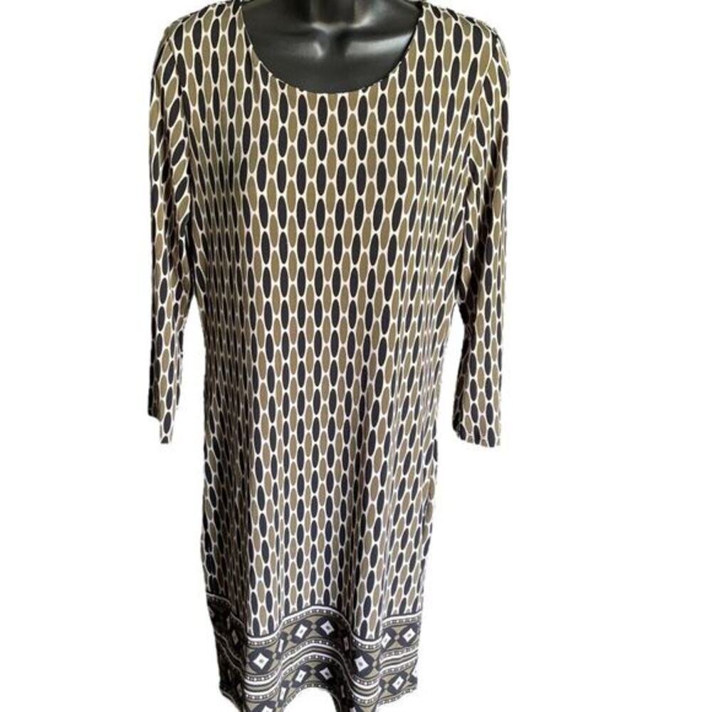 Michael Kors Green and Blue 3/4 Sleeve Shift Dress Size 8